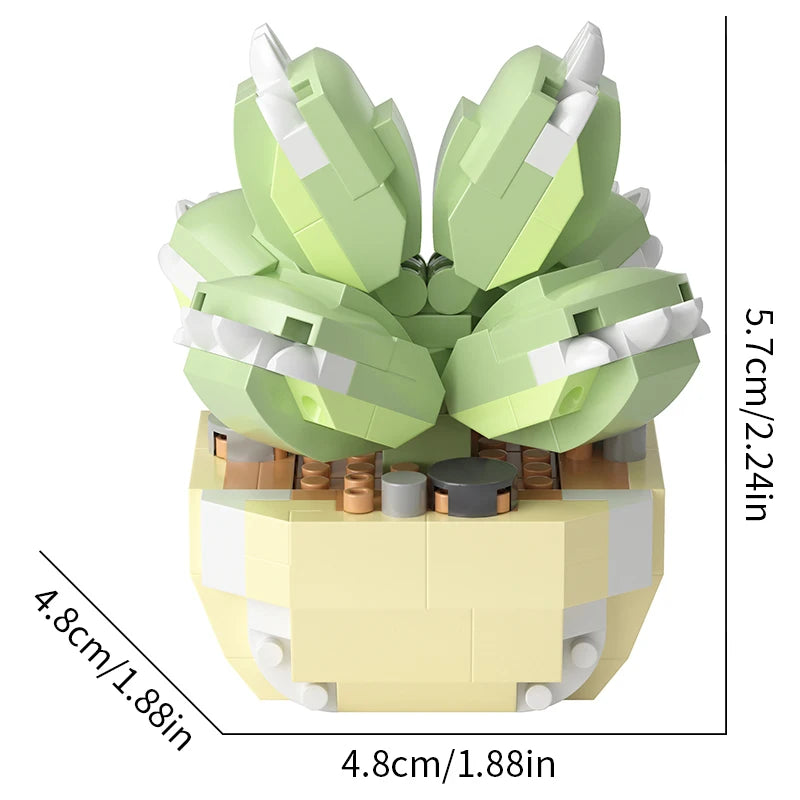 Saksıda Sukulent ve Kaktüs Yapı Taşları Seti - Masaüstü Dekorasyonu ve Doğum Günü Oyuncağı